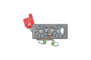 Gaming VGA Card Cartoon Character Style - Cheering